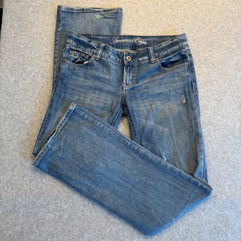 VTG Y2K American Eagle Favorite Boyfriend Jeans Low Rise Bootcut Distressed 6